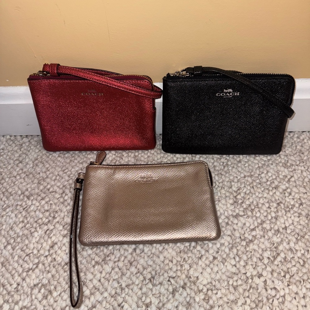 Coach Women's Wristlet Trio - Red, Black, and Gold